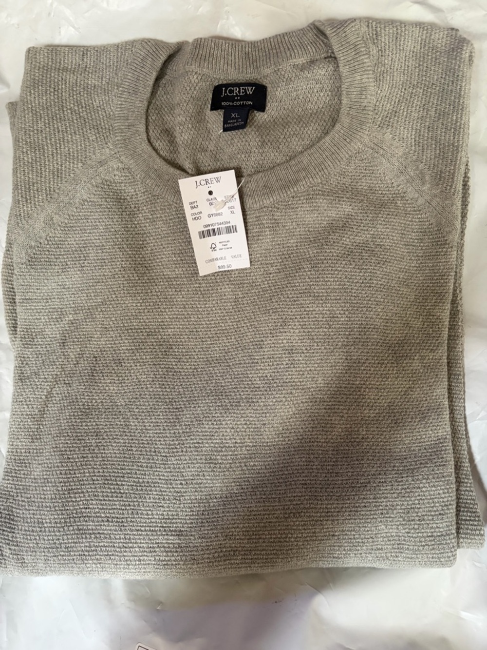 J. Crew Men's Light Gray Crewneck Sweater